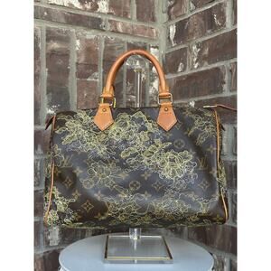 Louis Vuitton Speedy Handbag LE Monogram Dentelle 30 Brown/Gold51121